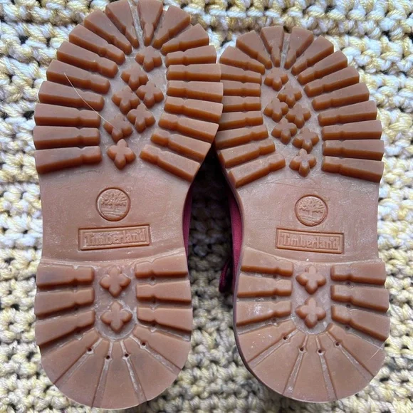 Red Timberland Nubuck Lace Up Lug Sole Waterproof Kids Unisex Boots Siz… - Picture 6 of 10
